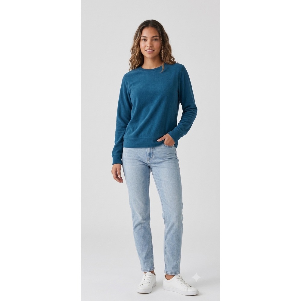 Tek Gear Ultrasoft Fleece Crewneck Sweatshirt Teal Blue Womens Medium RN 73277